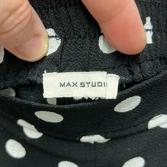 Max Studio Black and White Wide Leg Jumpsuit with Polka Dots - Picture 3 of 7